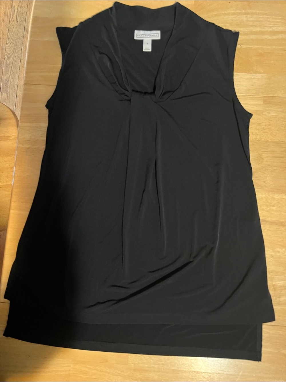 Dana Buchman Black Sleeveless Twist-Neck Tunic Women’s Small high low hem